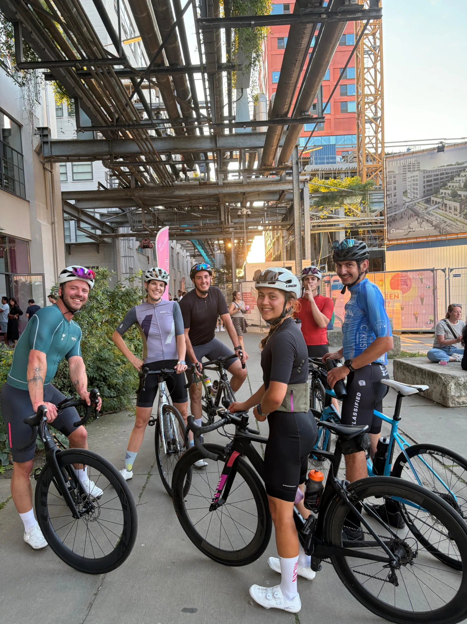 A group of Lightmile members with their road bikes in Eindhoven